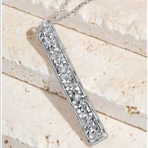 🦄 Host Pick 🦄 Glitter Stone Bar Pendant Necklace Silver